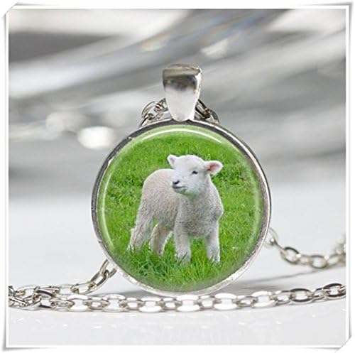 Lamb Necklace,Pendant,Lamb Jewelry,Dome glass jewelry, pure handmade