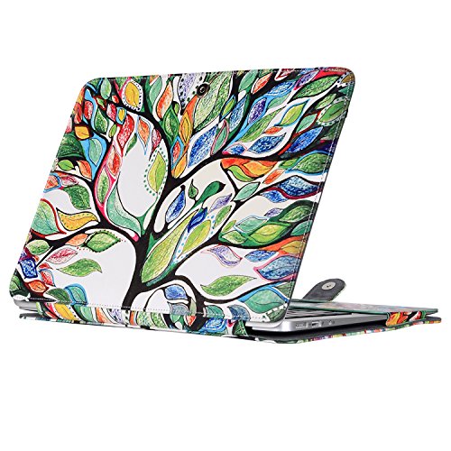 Mosiso PU Leather Book Folio Stand Case for MacBook Air 13 Inch (Models: A1466 and A1369) - Love Tree