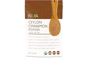 Kiva Organic Ceylon Cinnamon Powder, Pure Ceylon Cinnamon from Sri Lanka - 10 oz | Vegan, Non-GMO, USDA Organic, RAW, Gluten-Free, Support Healthy Heart and Blood Sugar Levels, Reduced Joint Pain
