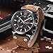 BENYAR Cool Men's Quartz Chronograph Waterproof Watches Sport Military Leather Band Strap Wrist Watch (Black Red)