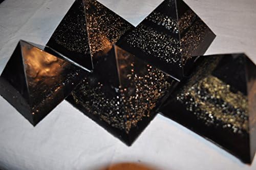 Love Inspired Custom organite emf Protection Device 4 (Set of 5 Large All Black orgone Energy Pyramids for Headache Relief emf Protection and Home Decoration)