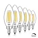 6 Pack 4W LED Filament Candle Light Bulb Warm White(2700K) 450 Lumens, 45-Watts Incandescent Replacement, Candelabra E12 Base Candle Bulbs