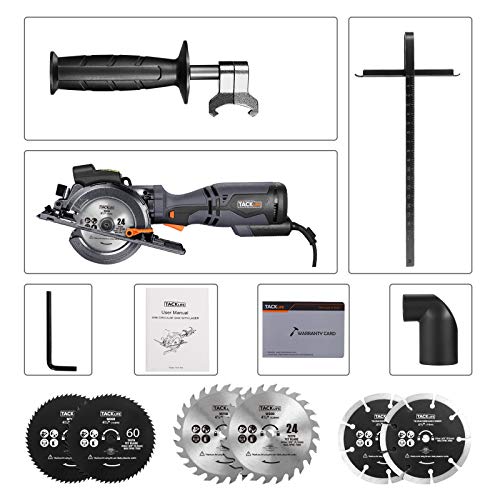 TACKLIFE Circular Saw with Metal Handle, 6 Blades (43/4" & 41/2