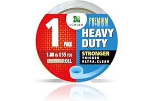 DowDew Clear Packing Tape, Heavy Duty Packaging Tape 1.88 inch x 55 Yards Refill Roll for Shipping Mailing Moving [Ultra Strong - Super Thick] (1 Roll / 55 Total Yards)