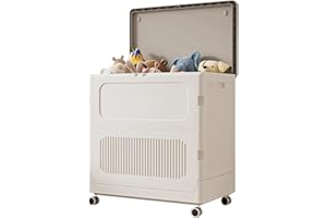 Garvee Large Capacity Laundry Hamper with Lid and Wheels, Rolling Storage Basket, Plastic Clothes Hamper for Laundry Room