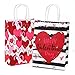Cooraby 20 Pieces Valentines Day Paper Bags Valentine's Day Party Kraft Bags Paper Red and Pink Color Hearts Bags with Handle for Party Favors