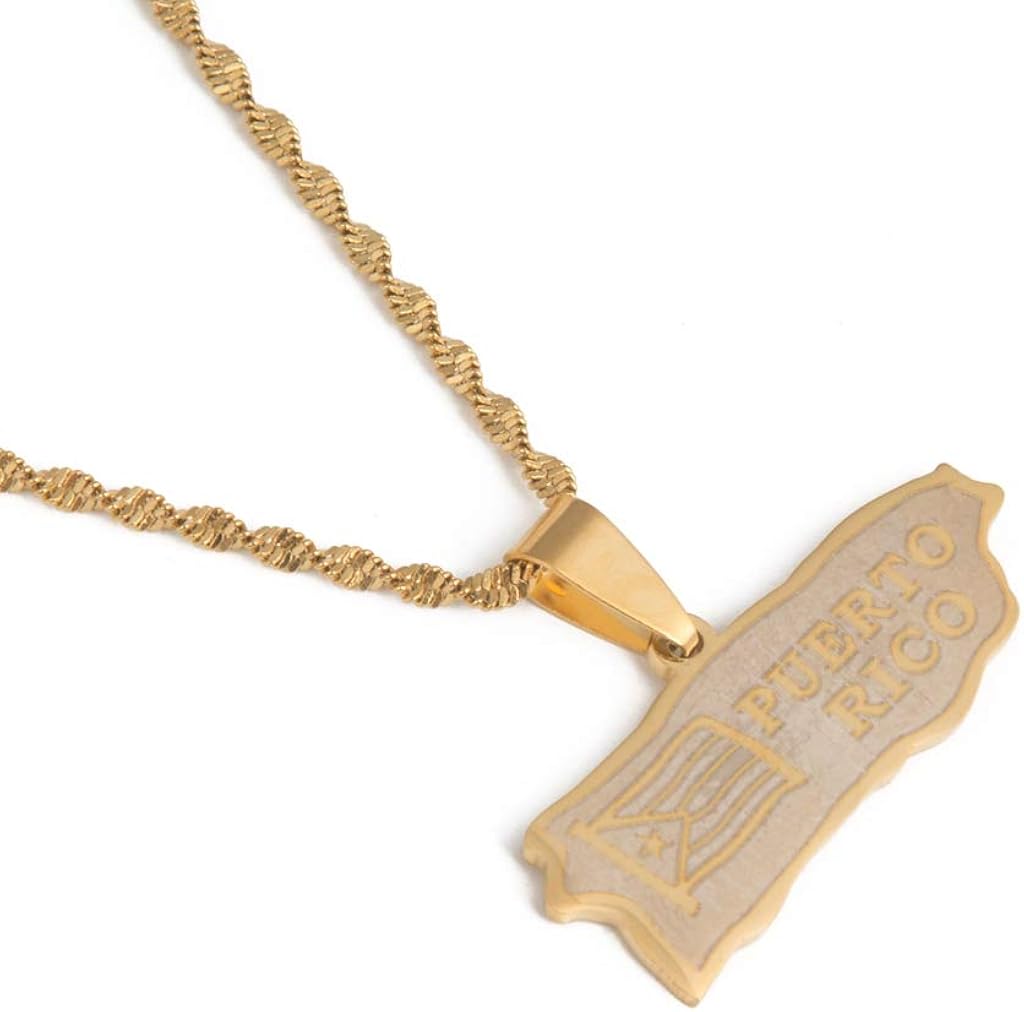 Stainless Steel Puerto Rico Map Pendant Necklaces Puerto Ricans Map Jewelry Jewelry