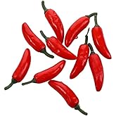 Zenarao Artificial Chili, 10Pcs Simulation Artificial Lifelike Small Chili, Fake Hot Chili Peppers Photography Props, Plastic Fake Vegetable for Photographic Props, Home Kitchen Decoration