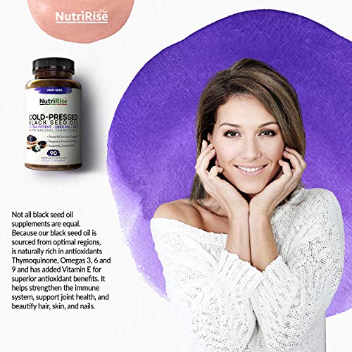 NutriRise Black Seed Oil Capsules, Maximum Potency 1000mg Natural