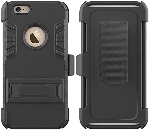 iPhone 6S / 6 Case,ARMORCOO(TM) Heavy Duty Dual Layer Rugged Shockproof Protective Case Cover with Rotating Kickstand Swivel Belt Clip Holster for Apple iPhone 6S / iPhone 6 4.7 inch (Black)