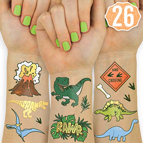 xo, Fetti Dinosaur Tattoos for Kids - 26 Styles | Birthday Party Supplies, Dinosaur Party Favors, T-rex Decorations