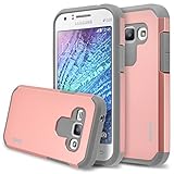 Galaxy J1 Case, RANZ Grey with Rose Gold Hard Impact Dual Layer Shockproof Bumper Case For Samsung Galaxy J1 (Verizon)