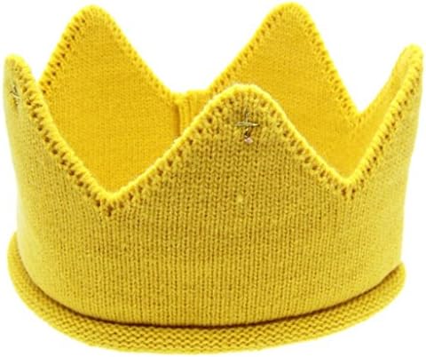 Usstore Kids Baby Crown Knit Hat Headwea rHeadband Queen Cap (Yellow)