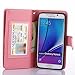 Galaxy Note 5 Case, TabPow 10 Card Slot - [ID Slot] Wallet Folio PU Leather Case Cover with Detachable Magnetic Hard Case for Samsung Galaxy Note 5 - Glitter Rose Gold