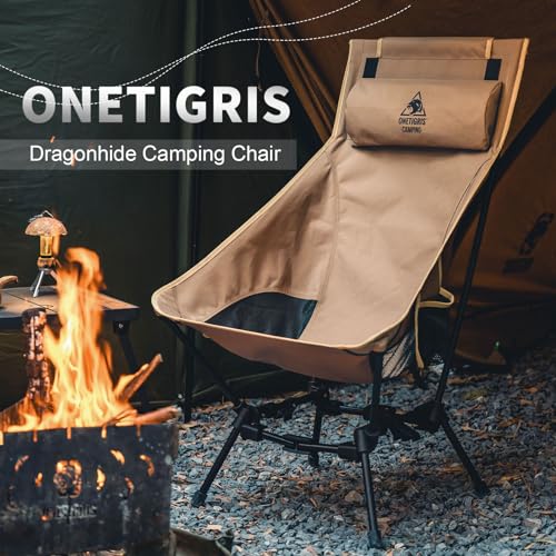 OneTigris Camping Chair with Detachable Cushion, 150 kg Capacity, Compact Portable Folding Chair for Camping, Hiking, Travel, Beach, Festivals, Backpacking