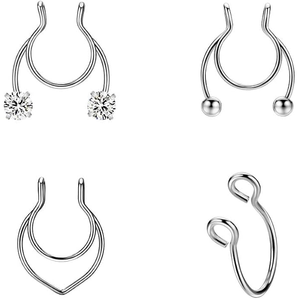 Surgical Steel Non-Piercing Clip-On Hoop Earrings & Septum Rings – Fake Illusion Style, Multiple Sizes