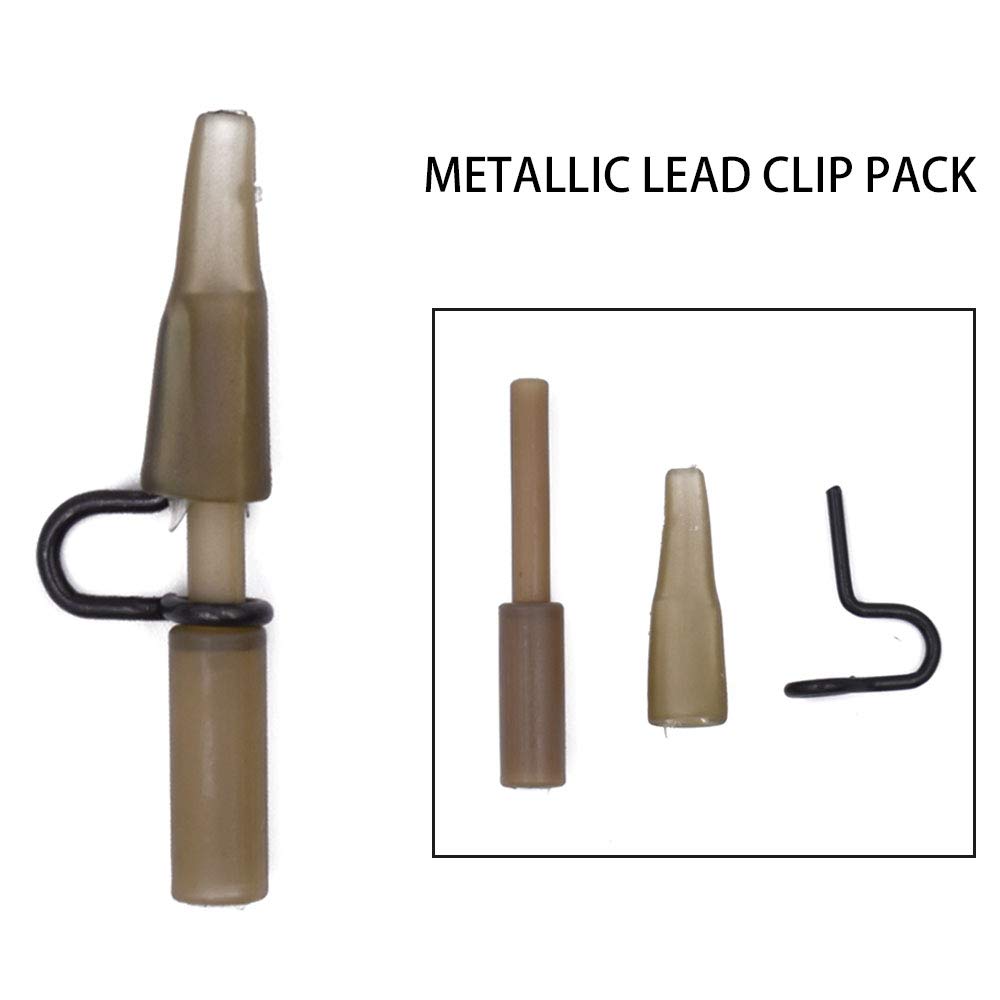 20/50/100Pcs Carp Fishing Heavy Duty Lead Clips and Tail Rubbers en Kit Carp Fishing Terminal Tackle (20pcs Metallic Lead Clips Packs)