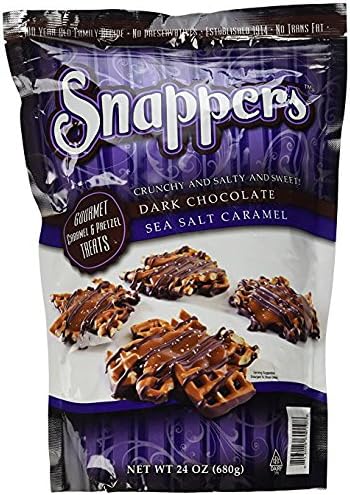 Snappers Crunchy and Salty and Sweet Dark Chocolate, Sea Salt Caramel, Value 2 Pack ( 24 Ounce Each )