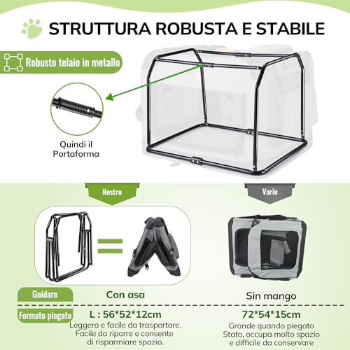 Morpilot Transport Bag for Dogs and Cats, M, 60 x 42 x 42 cm, Dog Transport Bag with Mattress Bowl for Dogs, Folding Box, Travel Box for Pets