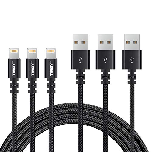 iPhone Cable,TIMMY iPhone Charging Cable 3PACK 6ft Nylon Braided iPhone Charger Cable to USB Data Synchronization Cable Charger (Black) - Thumbnail 6