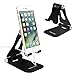 YOSHINE Cell Phone Stand, Upgraded Phone Stand for Desk, Adjustable Tablet Stand, Foldable Portable Aluminum Phone Holder, Cradle, Dock for All iPhone Smartphones and iPad Tablets(4-13in) - Black