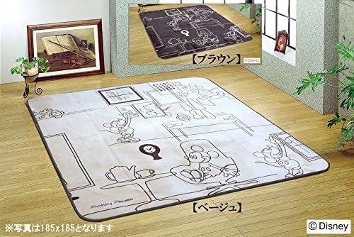 Amazon ラグマット 185 185 2畳 洗える ミッキーマウス ディズニー ラグ フランネル ホットカーペット ブラウン ラグ カーペット オンライン通販