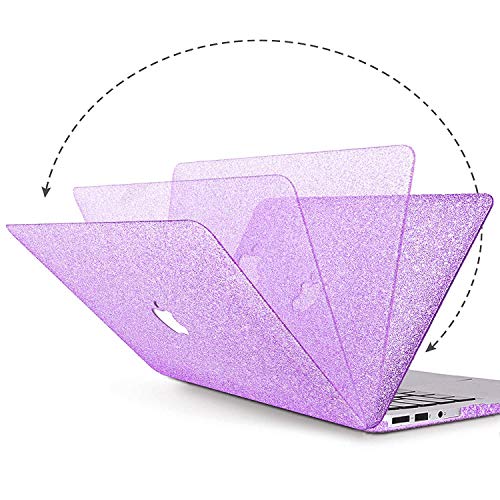 MacBook Air 13 inch Case,Anban Glitter Bling Smooth Protective Laptop Shell Slim Snap On Case with Keyboard Cover Compatible MacBook Air 13" (A1369 & A1466),Shining Purple