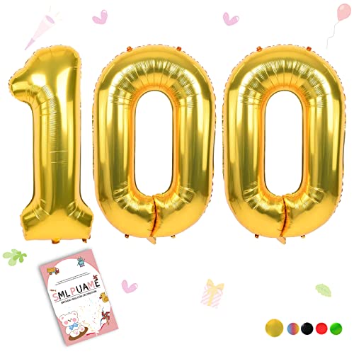 Smlpuame 40 inch Number Balloon 09 Gold Large Number 100 Balloons
