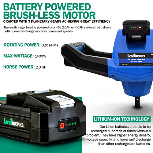 Landworks Earth Ice Auger Power Head Heavy Duty EcoFriendly Electric