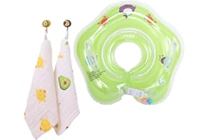 Summer Baby Swim Ring with 2PCS Cotton Towels for 0-18Months Boys Girls,Inflatable Pool Swim Float Ring for Bath or Swim Trai