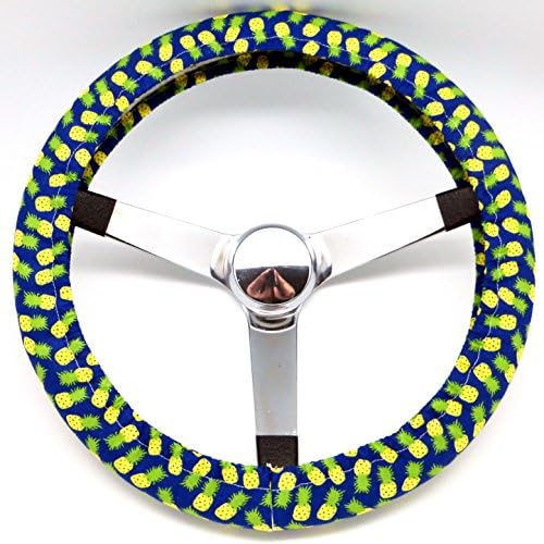 Mana Trading Handmase Steering Wheel Cover Royal Blue Pineapples
