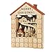 VIVOHOME Wooden LED Lighted Merry Christmas Countdown Advent Calendar with Drawers Battery Operated