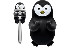 Pishovi Penguin Holder Shaver Organizer, Cute Penguin Animal Bathroom Decor Razor Holder Wall Mount, Birthday Gifts for Men Women Boyfriend Girlfriend, Emotiona Gifts for Wife Husband Penguin Lover