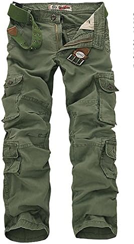 Myncoo Men's Cotton Solid & Camo Cargo Pants 18 Styles Dark Green 3