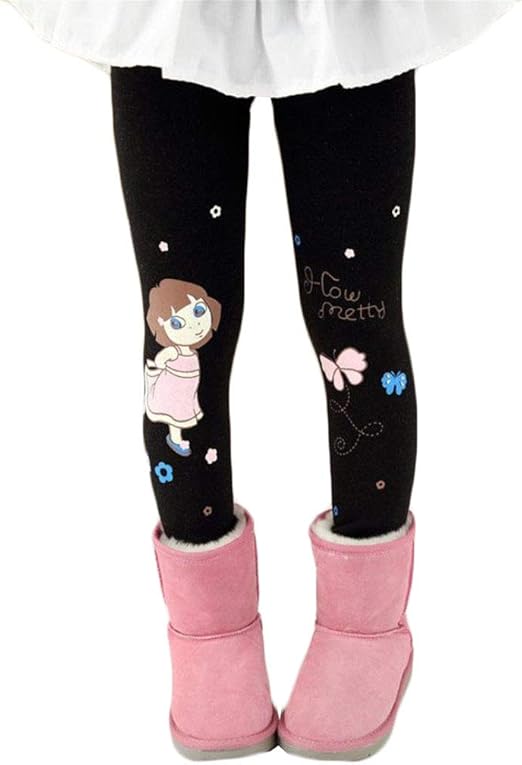Amazon ディーハウ レギンス キッズ パンツ 長ズボン ボトムス プリント かわいい 透けない 女の子 秋冬 伸縮性 ガールズ 防寒 冷え対策 タイツ 暖かい 子供 おしゃれ レギンス 通販