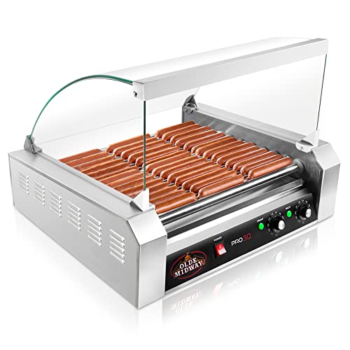 Olde Midway Electric 30 Hot Dog 11 Roller Grill Cooker Machine with
