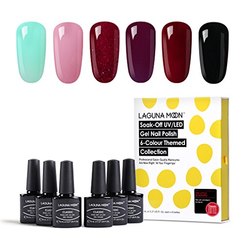 Lagunamoon Gel Nail Polish UV Led Soak Off Gel Polish New Start Lacquers Manicure Pedicure Gel Nail Colours Art Kit 6pcs