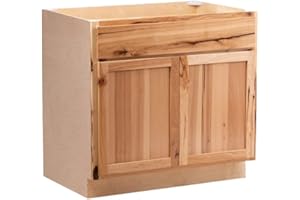 QUICKLOCK CABINETS Quicklock RTA (Ready-to-Assemble) | Base Kitchen Cabinets - Shaker Style | Made in America (Rustic Hickory, 36" Wx34.5 Hx24 D Sink Base)
