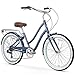 sixthreezero EVRYjourney Women's 7-Speed Step-Through Hybrid Alloy Cruiser Bicycle, Navy w/Brown Seat/Grips, 26" Wheels/ 17.5" Frame primary