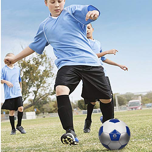 YANYODO Soccer Training Ball Practice Soccer Balls Classic Sizes 3/4/5 for Toddler, Youth, Kids, Teens, Adults, Perfect for Outdoor & Indoor Match or Game, Blue White Silver (Size 3) - Thumbnail 7