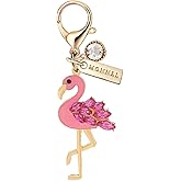 MONNEL MC514 Little Crystal Flamingo Lobster Clasp Charm for Women with Velvet Bag (Pink,1 Piece)