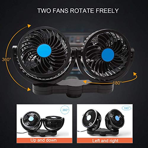 Car Fan for Back Seat, Car Seat Fan Cigarette Lighter, Fan for Car 12V Headrest Black 4inches