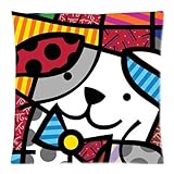 romero britto Graffiti Art Pattern Pillow Cases Cover 18x18 inch Cushion Case (Two sides)