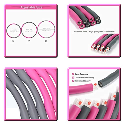 TWB Smart - Fat Burning Weighted Hula Hoop for Adults, Ab Sculpting Exercise, Adjustable Design with 8 Detachable Sections, Bonus Tape Measure, Free Fitness Training DVD