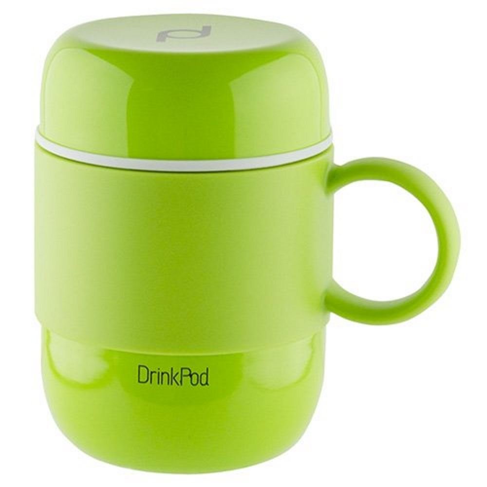 Drink Pod Stainless Steel Vacuum Insulated Leak-Proof Drinkpod Capsule Flask 6 Hours Hot 24 Hours Cold, Green, 0.28 Litre