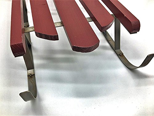 Holiday Old Fashioned Style Red Wood & Iron Sled with Natural Jute Rope Accent (Large) - Thumbnail 3