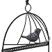 Black Metal Bird Cage Design Hanging Jewelry Rack w/ Cosmetics Tray, 2 Earring Organizer Bars & 7 Hooks