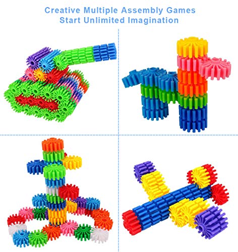Gears Interlocking Building Set, 80 Pcs Gears Building Set, 10 Color Building Blocks Puzzles Educational Learning Toys Interlocking Solid Gear Set Preschool Gifts for Boys Girls Safe Kids Material