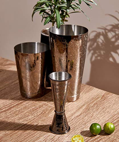 SKY FISH Cocktail Shaker, Boston Shaker Set 7 Pieces, Engraved Barman Kit in Gift Box, Hand Wash (Black)