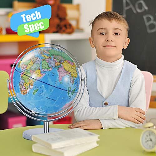 Desktop World Globes 720°Rotation - Educational World Globe with Stand Adults Geographic Gobles Discovery World Globe Educational Toy for Kids - Geography Learning Toy